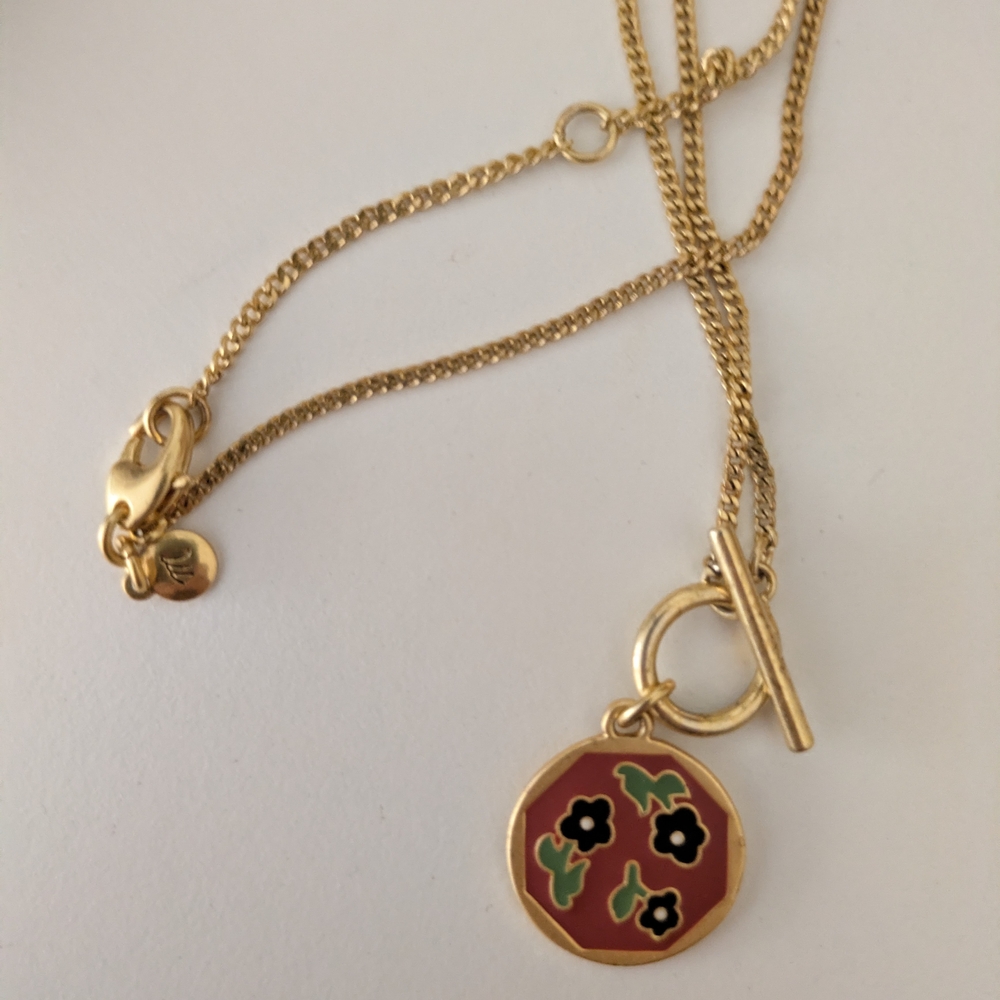 Madewell Gold Pendant Necklace with Floral Design